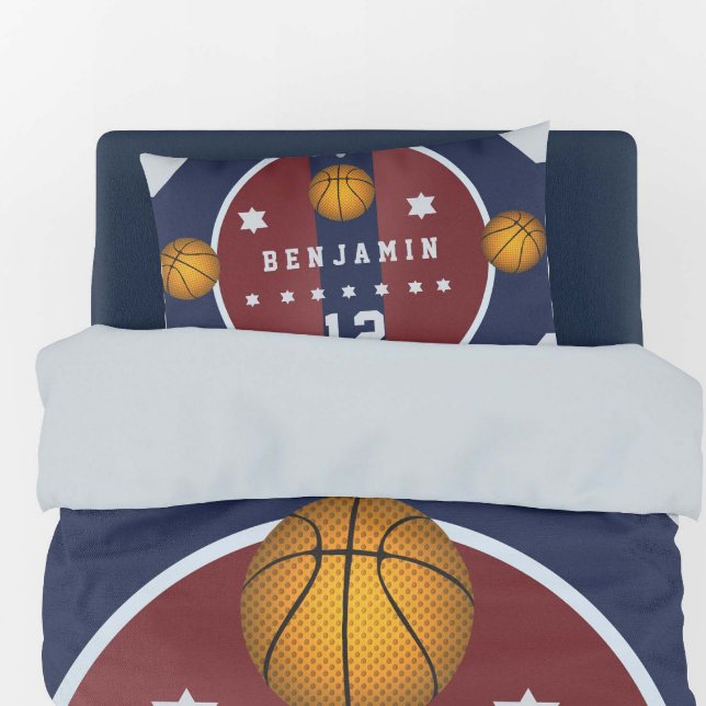 Housse D'oreillers Garçon Ado Basketball Court Ball Stars Numéro Nom (Créateur téléchargé)