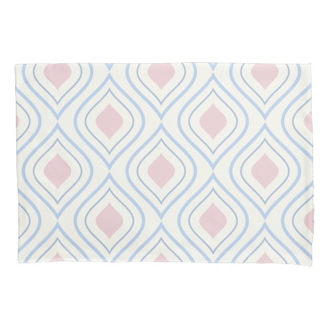 Housse D'oreillers géométrique Abstraite, bleue, rose et blanc cassé (devant-gauche)