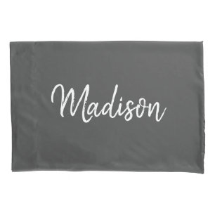 Housse D'oreillers Girl Chic Grey et White Monogramme Nom