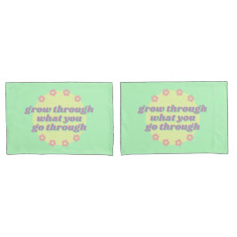 Housse D'oreillers Girly Boho Pastel Green Citation Fleurs Rétro