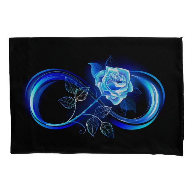 Housse D'oreillers Glowing infinity with blue rose (devant-gauche)