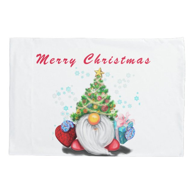 Housse D'oreillers Gnome de Noël avec Coque Coussin cadeau (Dos)