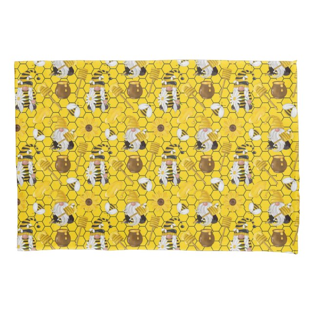 Housse D'oreillers Gnomes Fabriquant du miel Jaune Floral Abeilles de (devant)