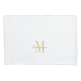 Housse D'oreillers Gold blanc initial et nom personnalisé