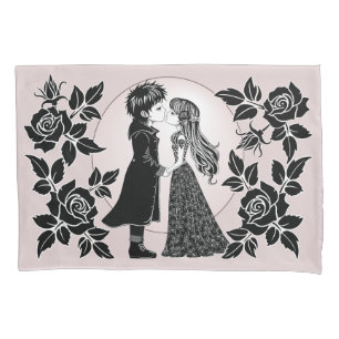 Housse D'oreillers Gothique Emo Enfants Kiss Valentine's Day
