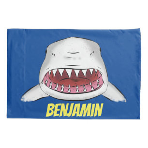 Housse D'oreillers Grand requin blanc moyen dessin animé