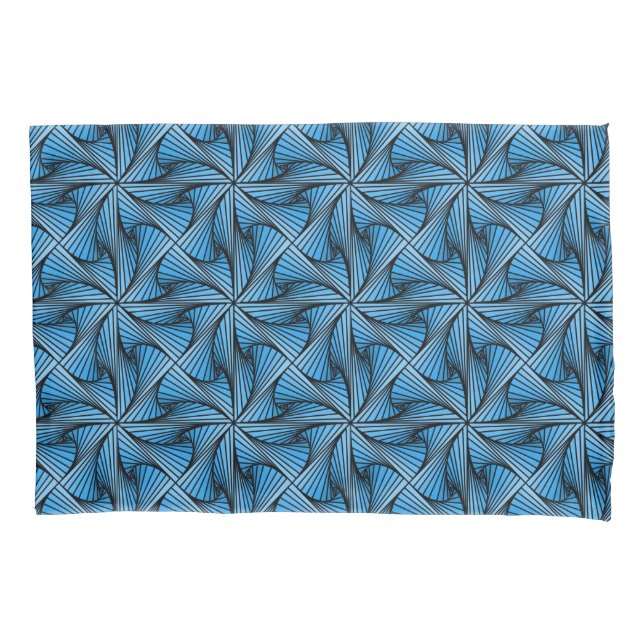 Housse D'oreillers Graphique géométrique 3D spirale torse bleu (devant)