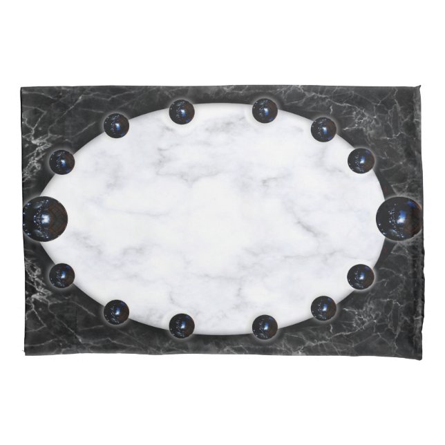 Housse D'oreillers Graphiques de la sphère de marbre blanc et noir (devant)