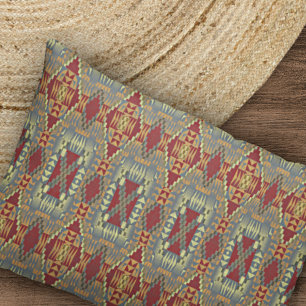 Housse D'oreillers Gray Tan Brown Ochre ivoire Red Tribal Art Motif