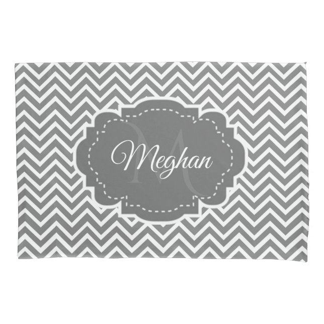 Housse D'oreillers Grey Chevron oreiller personnalisé (devant)