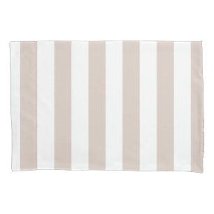 Housse D'oreillers Grilles Verticales Bbeige Et Blanc Gratté
