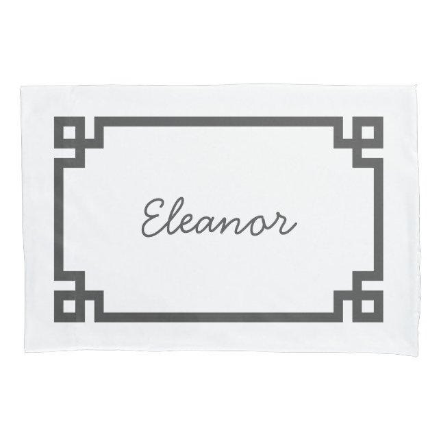 Housse D'oreillers Gris de charbon de bois Gris grec Clé Monogramme s (devant)