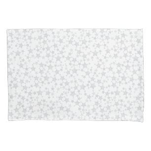 Housse D'oreillers Gris pâle sur blanc Motif d'étoiles d'impression