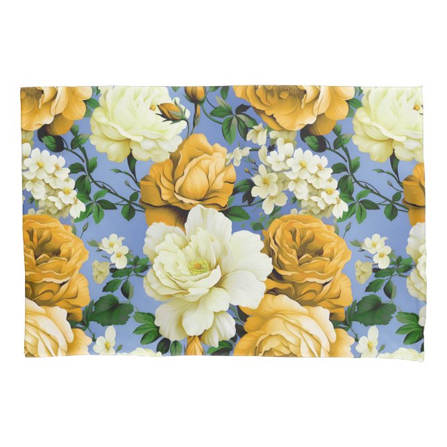 Housse D'oreillers Grosse Fleur de rose jaune rétro (devant)