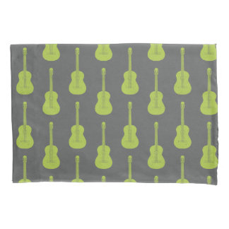 Housse D'oreillers Guitare acoustique grunge verte lime à pois