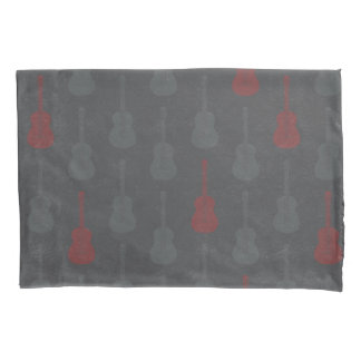 Housse D'oreillers Guitare acoustique grungeuse gris à pois rouge