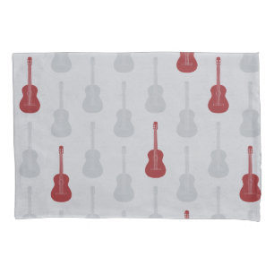 Housse D'oreillers Guitare acoustique grungeuse pois blancs rouges