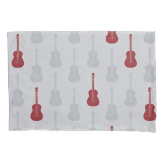 Housse D'oreillers Guitare acoustique grungeuse pois blancs rouges