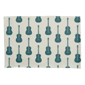 Housse D'oreillers Guitare acoustique grungeuse pois bleu crème
