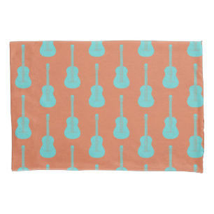 Housse D'oreillers Guitare acoustique grungeuse pois verts orange