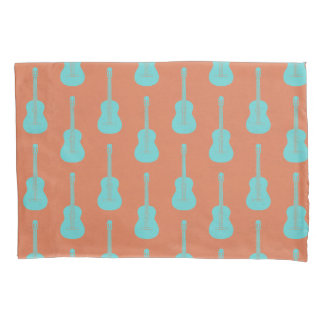 Housse D'oreillers Guitare acoustique grungeuse pois verts orange