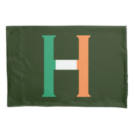 Housse D'oreillers H Monogramme superposé sur le drapeau irlandais pc