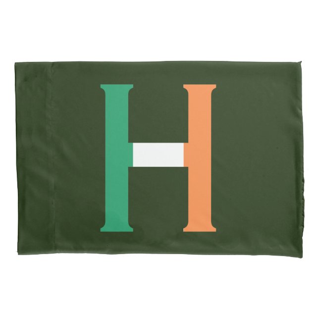 Housse D'oreillers H Monogramme superposé sur le drapeau irlandais pc (devant)