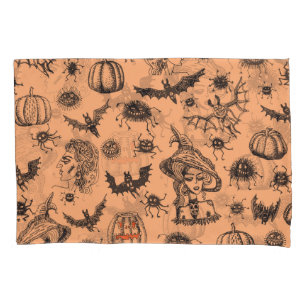 Housse D'oreillers Halloween Witch Silhouette : Motif de dessin animé