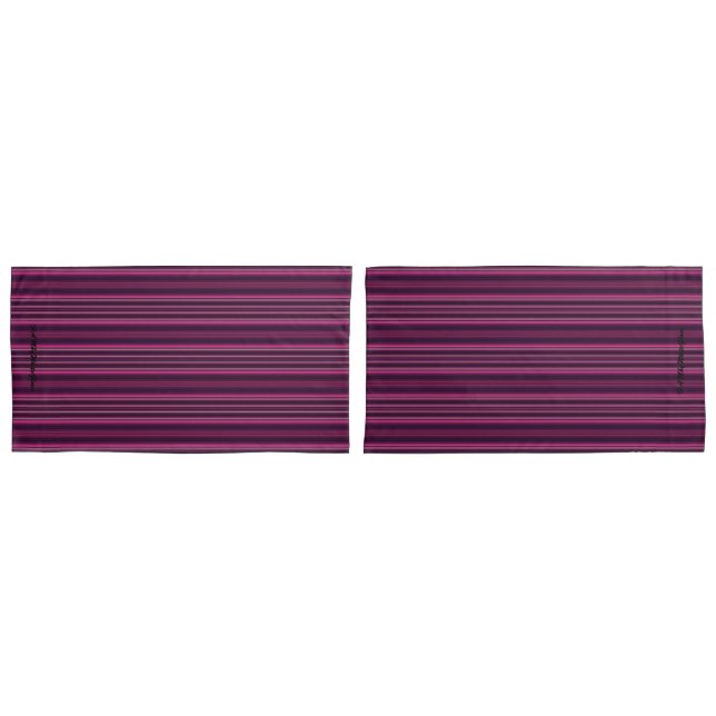Housse D'oreillers HAMbyWhiteGlove - Coques Coussins - Bande rose (devant-Set)