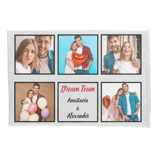 Housse D'oreillers Happy couple moderne personnalisé collage Valentin (devant)