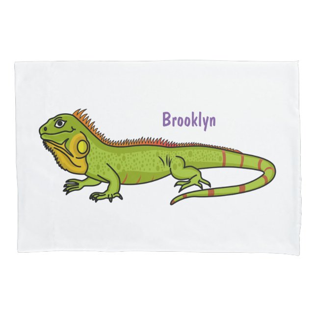 Housse D'oreillers Happy green iguana cartoon (devant)