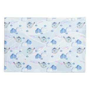 Housse D'oreillers Hélicoptère bleu dans le Motif des nuages