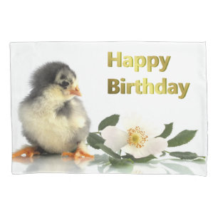Housse D'oreillers heureux anniversaire bébé chiches animal