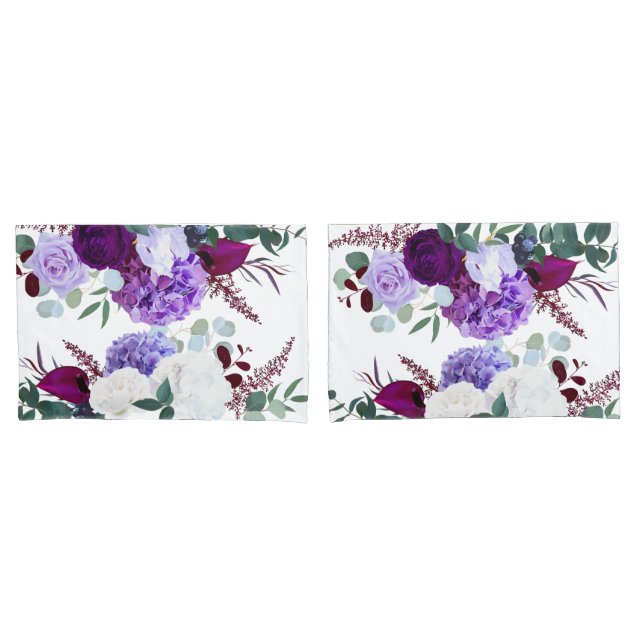 Housse D'oreillers Hibiscus de lavande coussin sur blanc (devant-Set)