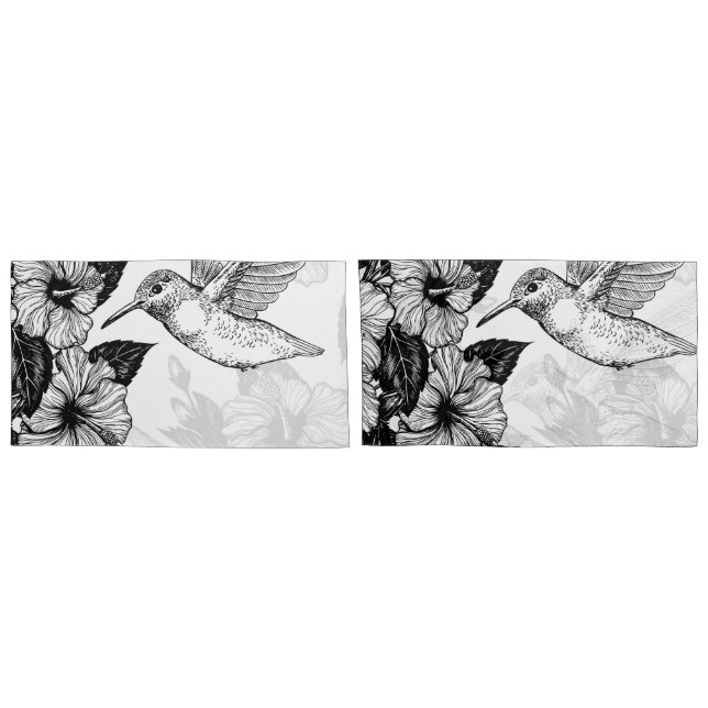 Housse D'oreillers Hibiscus et colibri (Dos-Set)
