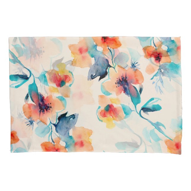 Housse D'oreillers Hibiscus Flowers : Motif d'illustration aquarelle (devant)