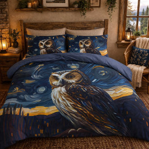 Housse D'oreillers Hibou Nuit Étoilée