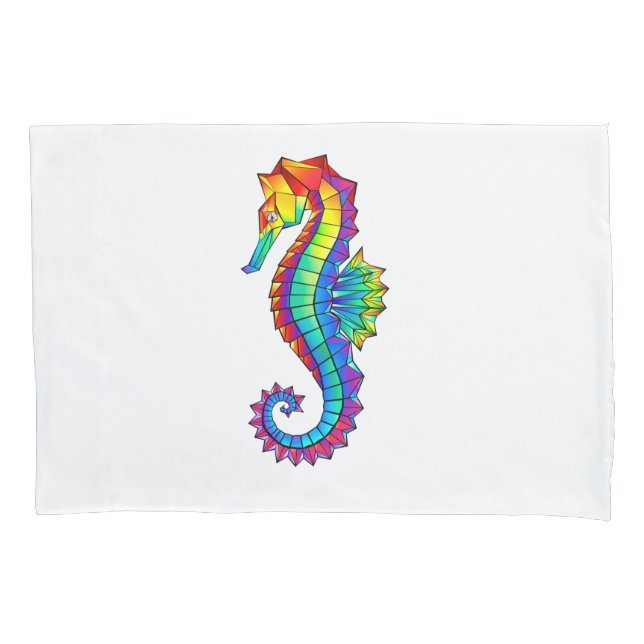 Housse D'oreillers Hippocampe polygonal arc-en-ciel (devant-gauche)