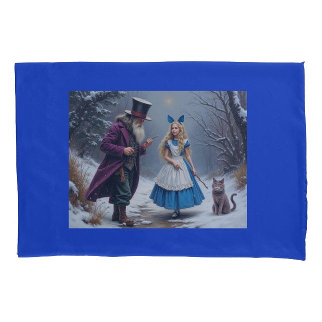Housse D'oreillers Hiver Alice bleu oreiller standard (devant)