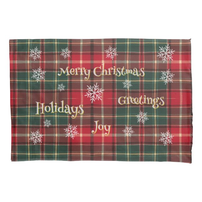 Housse D'oreillers Holiday plaid with snowflakes (devant)