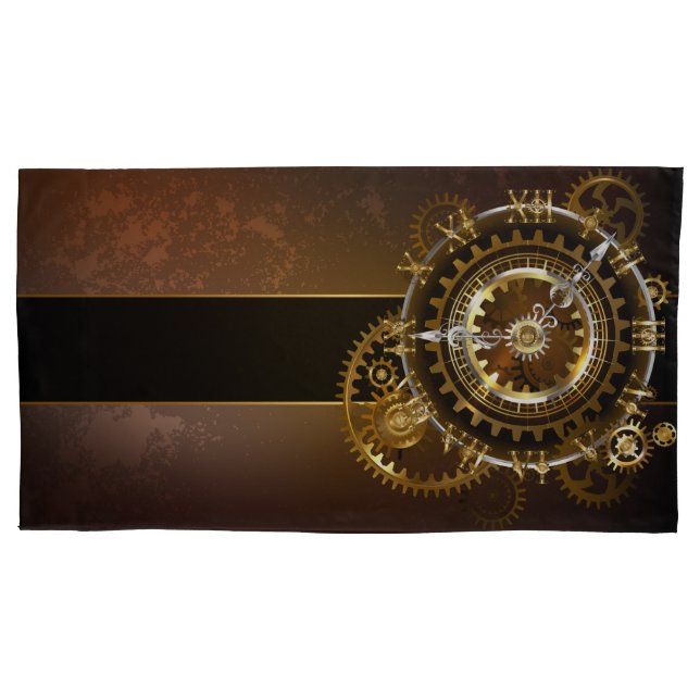 Housse D'oreillers Horloge Steampunk avec des engrenages anciens (devant-gauche)