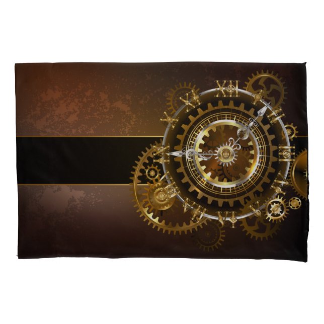 Housse D'oreillers Horloge Steampunk avec des engrenages anciens (devant)