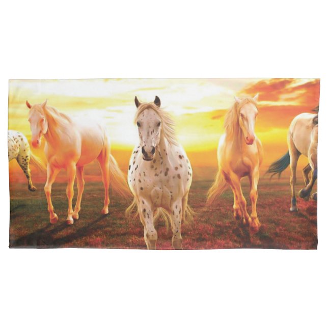 Housse D'oreillers Horses at sunset throw pillow (devant)
