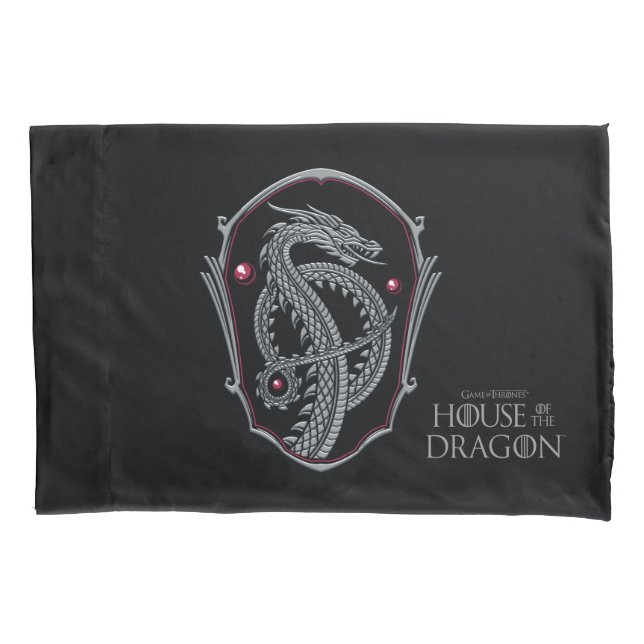 Housse D'oreillers HOUSE OF THE DRAGON | Silver Dragon Crest (devant)