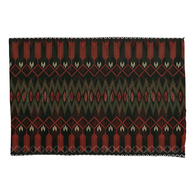 Housse D'oreillers Ikat Motif : Ornement ethnique géométrique (devant)