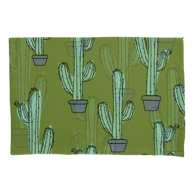 Housse D'oreillers Illustration de cactus en pot (devant)