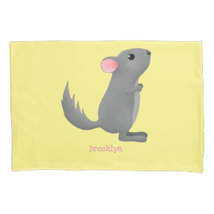 Housse D'oreillers Illustration de chinchilla gris mignon