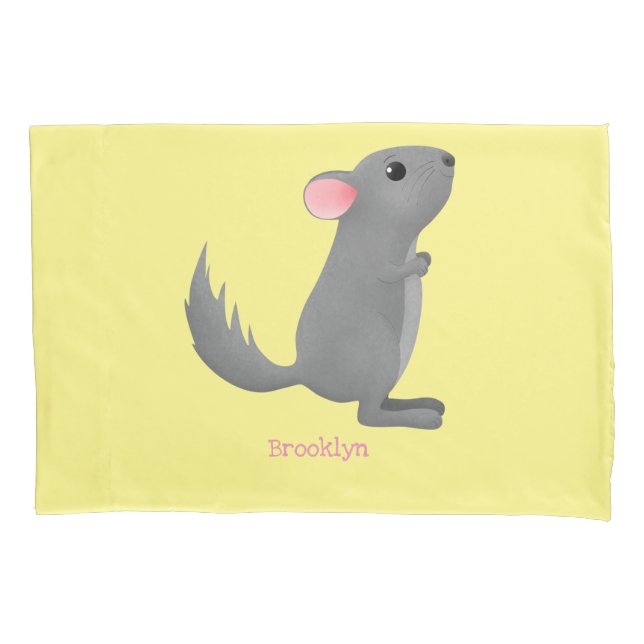 Housse D'oreillers Illustration de chinchilla gris mignon (devant)