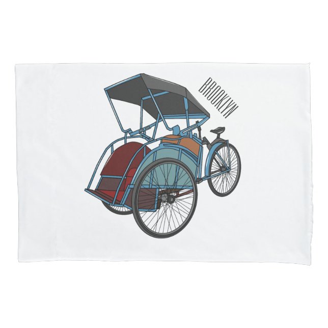 Housse D'oreillers Illustration de cyclo-pousse (devant)