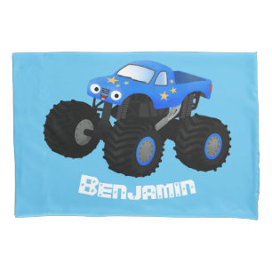 Housse D'oreillers Illustration de dessin animé de camion monstre ble